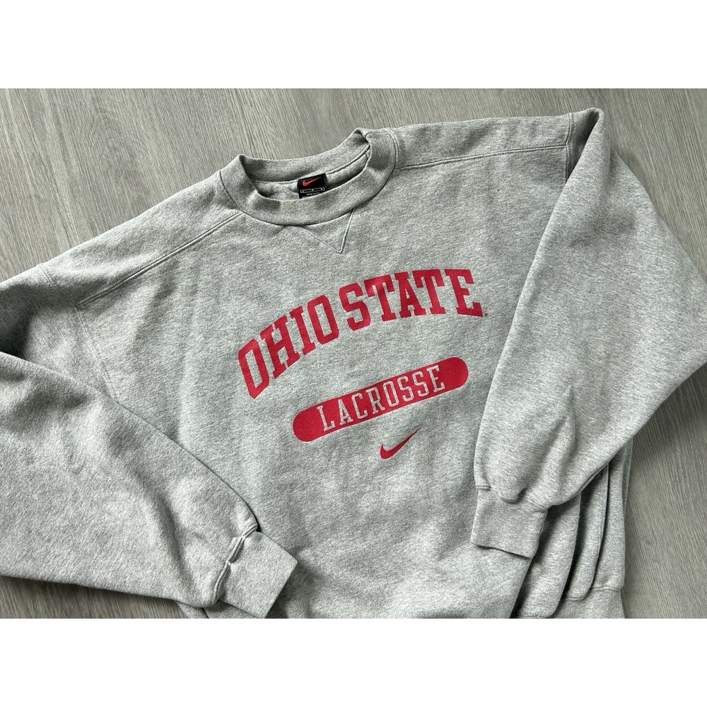 Vintage Nike Ohio State Lacrosse Team Gray Sweater Crewneck Size Large